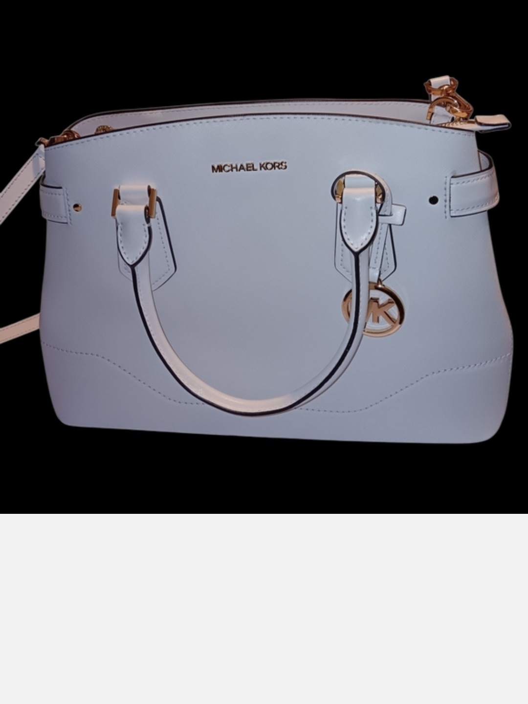#229 Michael Kors Leather Satchel With Gold Charm